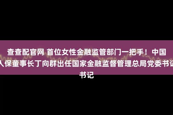 查查配官网 首位女性金融监管部门一把手!中国人保董事长丁向群出任国家金融监督管理总局党委书记